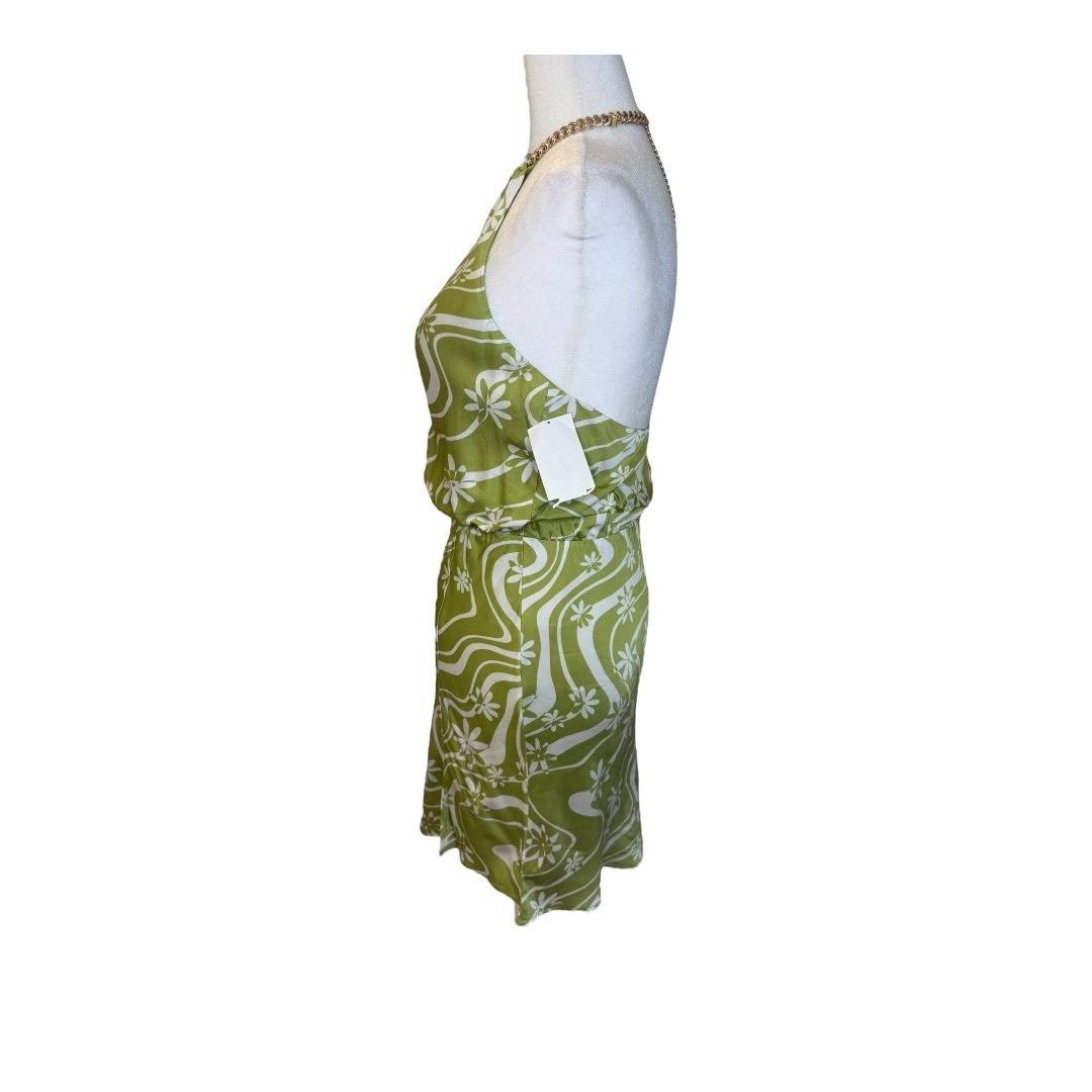 Astr The Label Halter Dress Green Floral Sleeveless Party Xs — image 2 of 6
